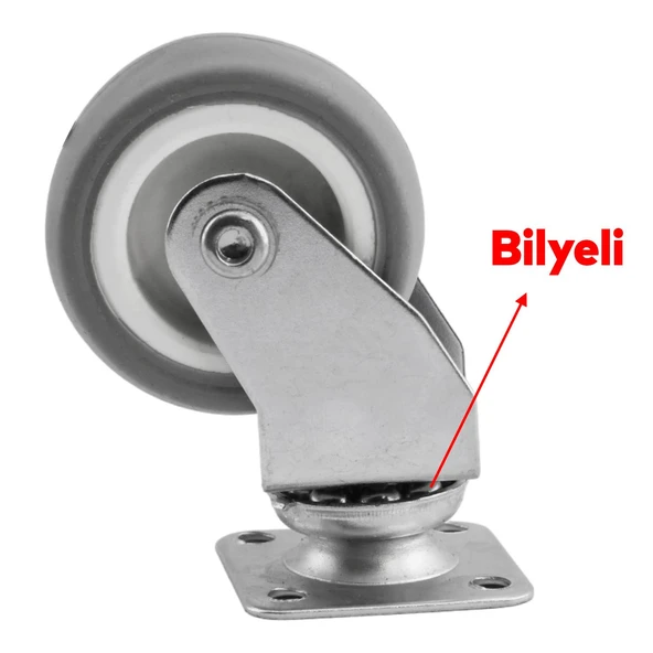 Ofis Koltuk Tekeri Vidalı Yük Taşıma Alışveriş Sepeti Mobilya Tablalı Teker 50 MM x 20 mm GRİ - Resim 5