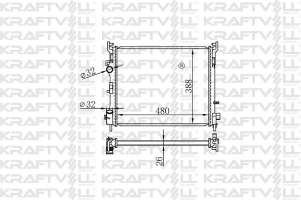 Renault Motor Radyator Clio II Thalıa 1,5dci 09> Mekanık Klimalı (480*414*34) (mt) - Kraftvoll 08040064 ürün görseli