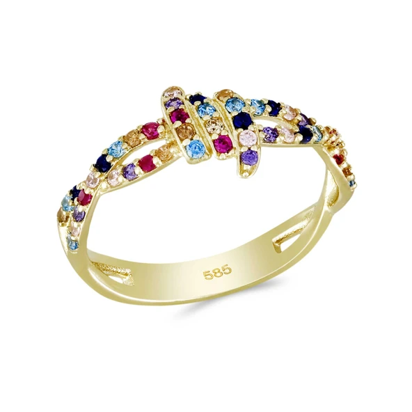 Altın Renkli Taşlı Yüzük T075246 ürün görseli 1