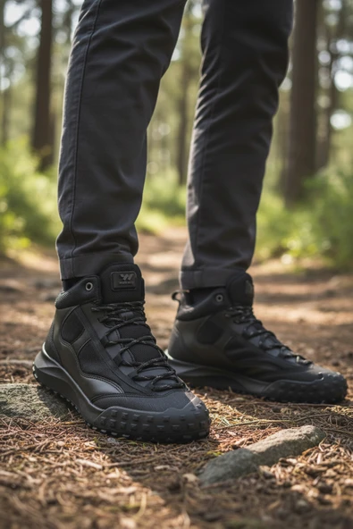 Walkway Siyah Bağcıklı Kaymaz Taban Erkek Outdoor Ayakkabı Mün 2025 M - Resim 3