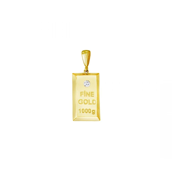 14 Ayar Altın Külçe Kolye Ucu T076641 ürün görseli 1