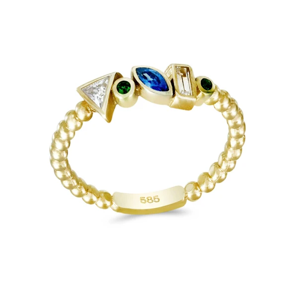 Altın Geometrik Yüzük T075245 ürün görseli 1