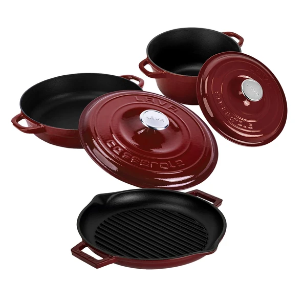 LAVA Bordo Döküm Tencere ve Izgara Seti – Sofralarda Şef Dokunuşu - Resim 2