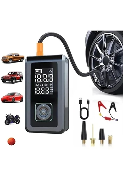 Multi Function Jump Starter Şarjlı Lastik Şişirme Pompası Akü Takviye Acil Durum Led Işık Powerbank - Resim 2