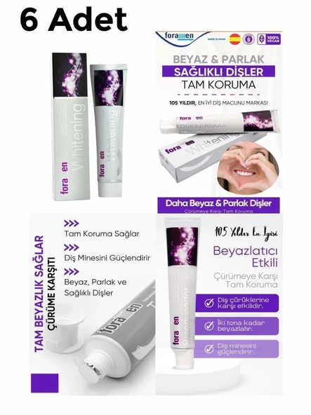 Foramen 6 Adet Whitening Beyazlatıcı Büyük Boy Diş Macunu 125 gr ürün görseli 1