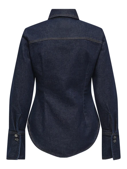 ONLY Bayan Uzun Kollu Kot Gömlek 15359156 - Resim 5