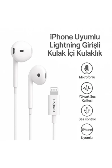 nexiva İPHONE Kulaklık Lightning Girişli Kulakiçi Kulaklık Earpods (Bluetooth Connect) - Resim 5