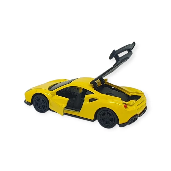 Çek Bırak Metal Küçük Arabalar 8 cm - 6411A-17 - Sarı - Resim 4