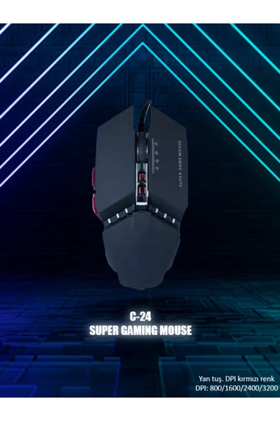 FDNMRKT C-24 Kablolu Metal Kasa 3200 Dpı Rgb Işıklı Oyuncu Mouse ürün görseli 1