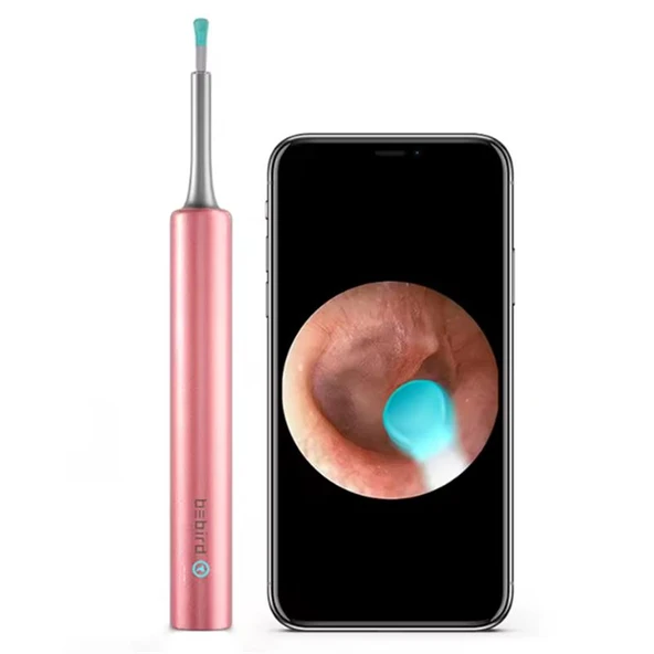 BEBIRD T5 3MP KAMERA 3.5MM LENS ŞARJLI WIFI GÖRÜNTÜLÜ KULAK TEMİZLEYİCİ PEMBE RENK ürün görseli