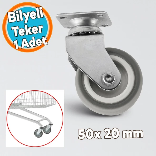 Ofis Koltuk Tekeri Vidalı Yük Taşıma Alışveriş Sepeti Mobilya Tablalı Teker 50 MM x 20 mm GRİ ürün görseli