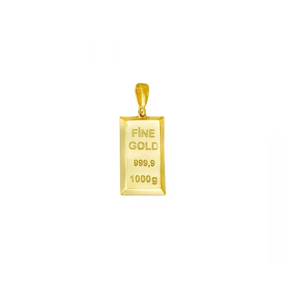 14 Ayar Altın Külçe Kolye Ucu T076384 ürün görseli 1