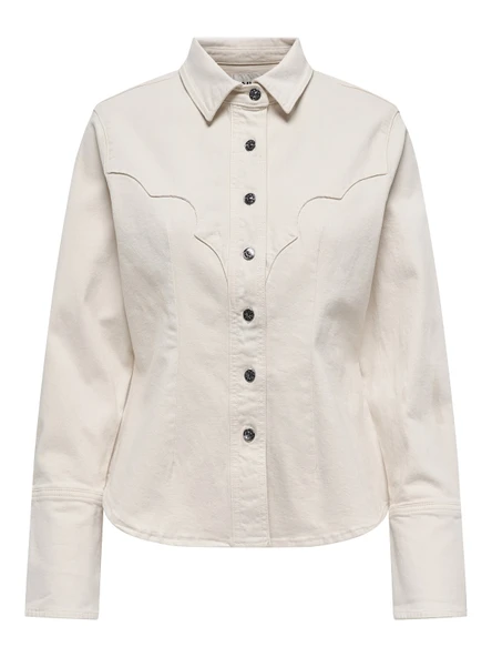 ONLY Bayan Uzun Kollu Kot Gömlek 15359156 - Resim 6