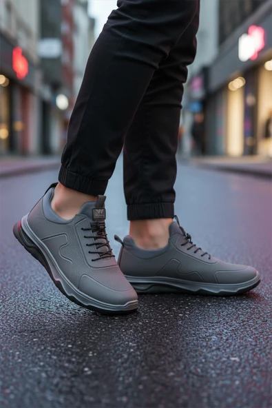 Walkway Füme Lastik Bağcıklı Hafif Esnek Erkek Spor Ayakkabı Kaif 2323 M - Resim 3