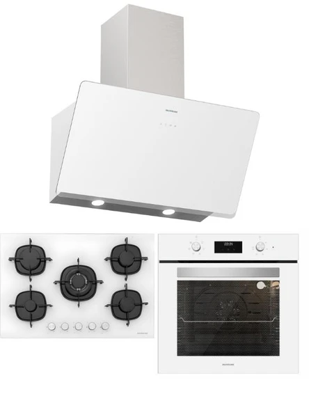 Silverline Beyaz Ankastre Set (CS5801E7W01 Ocak/S2-BO6502W02 Fırın/3457 Soho Davlumbaz) ürün görseli