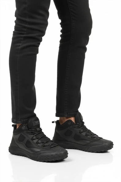 Walkway Siyah Bağcıklı Kaymaz Taban Erkek Outdoor Ayakkabı Mün 2025 M ürün görseli