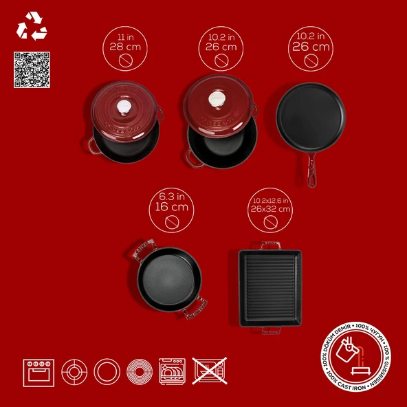 LAVA Bordo Serisi Döküm Set – Her Yemekte Şef Dokunuşu - Resim 4