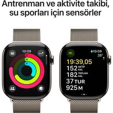 Apple Watch 10 GPS + Cellular 46 mm Natural Titanyum ve Natural Milano Loop - S/M - Resim 2
