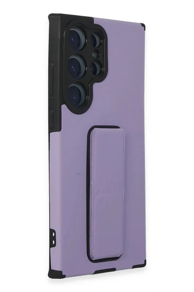LitaeTrend Samsung Galaxy S23 Ultra Kılıf Mega Standlı Silikon - Lila - Resim 2