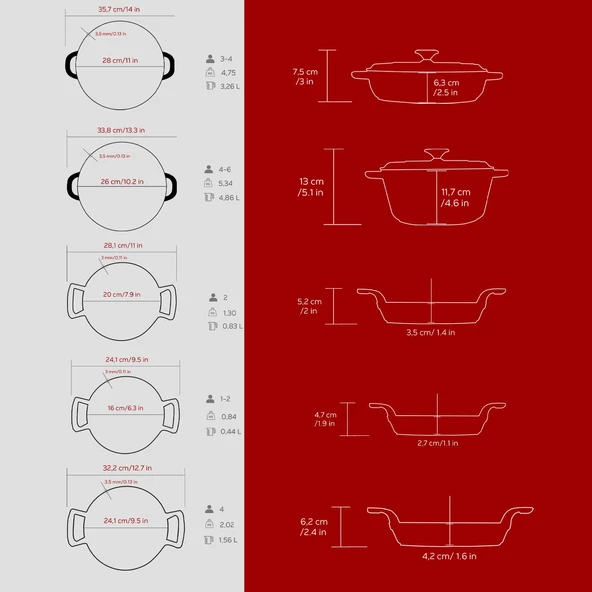 LAVA Döküm Bordo 7 Parça Tencere & Tava Seti – Göz Alıcı Renk, Eşsiz Lezzet - Resim 5