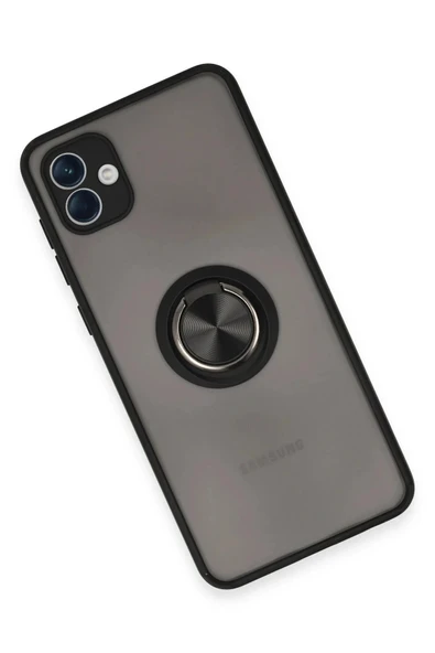 LitaeTrend Samsung Galaxy A04 Kılıf Montreal Yüzüklü Silikon Kapak - Siyah - Resim 3