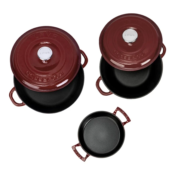 LAVA Döküm Bordo 5'li Tencere & Sahan Seti – Profesyonel Lezzet Evinde - Resim 3