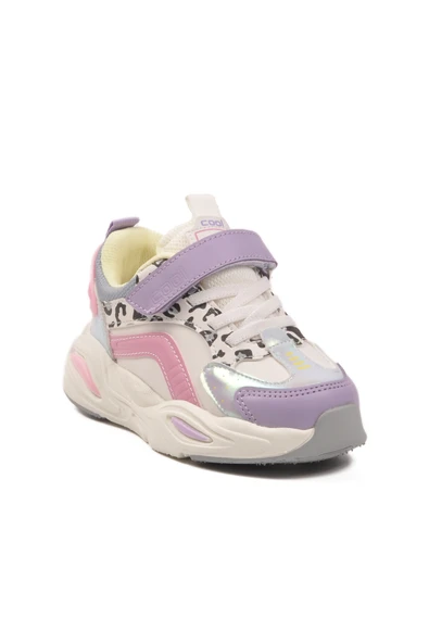 Cool Lila Leopar Desenli Cırtlı Hafifi Kız Çocuk Spor Ayakkabı Toti Cilt F - Resim 3