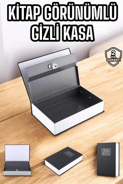 LitaeTrend Gizli Kasa İngilizce Sözlüğü Kitap Görünümlü Anahtarlı Gizli Mini Çelik Kasa Kilitli ürün görseli