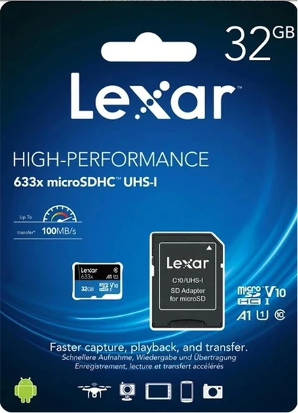 Lexar  32GB A1 V10 U1 Hafıza Kartı + Adaptör - Resim 2
