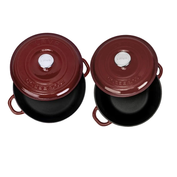 LAVA Bordo Döküm Tencere Seti – Şık Tasarım, Uzun Ömürlü Döküm Kalitesi - Resim 3