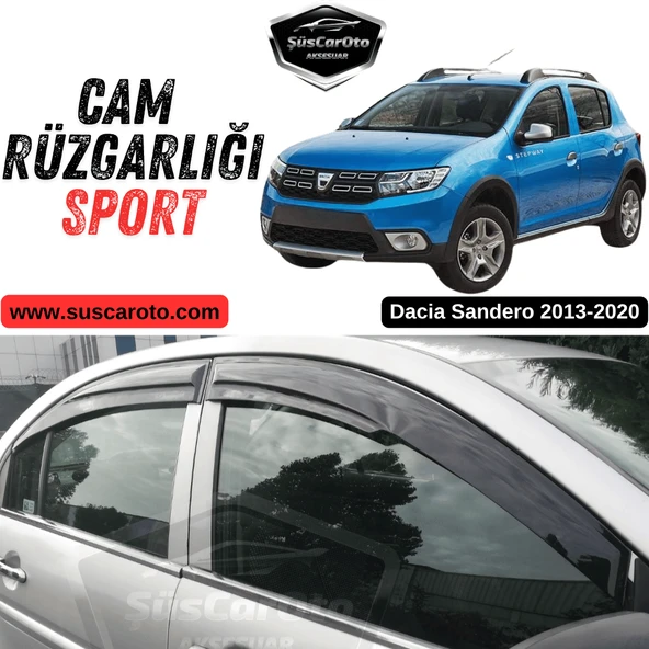 Dacia Sandero 2013-2020 Uyumlu Mugen Cam Rüzgarlığı Seti Piano Black 4'lü İthal Parlak Siyah ürün görseli