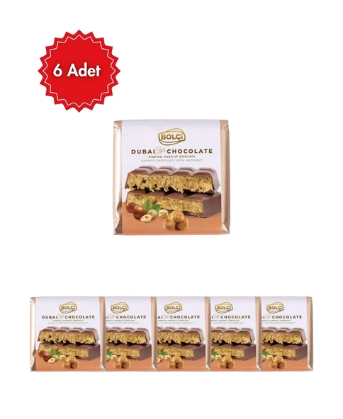 Bolçi Fındıklı Dubai Çikolatası 100 gr 6'lı Avantaj Paketi (Toplam 600 gr) ürün görseli 1