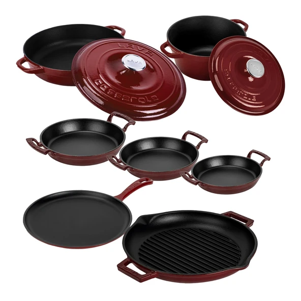 LAVA Bordo Döküm Set – Göz Alıcı Renk, Uzun Ömürlü Döküm Kalitesi - Resim 2