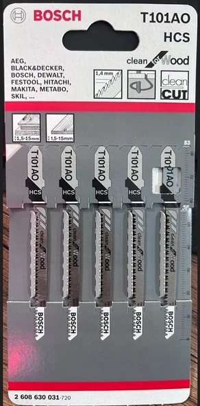 Bosch T 101 AO Clean For Wood Dekupaj Testeresi Bıçağı 5'Li - 2608630031 ürün görseli