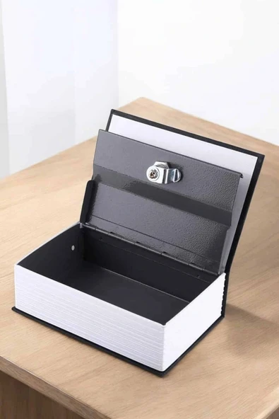 LitaeTrend Büyük Boy Anahtarlı Kitap Görünümlü Gizli Kasa Çelik Kasa Altın Kasası - Resim 4