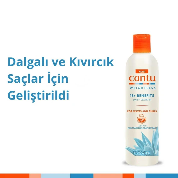 Cantu Weightless 15+ Etki Günlük Durulanmayan Saç Bakım Kremi (236 ml)- Kıvırcık, Dalgalı Saç - Resim 2