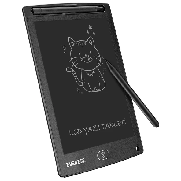Everest EV-DY100 8,5" Siyah Tek Tuşla Sil Dijital Yazı Tahtası Yazı Alanı 125x175mm ürün görseli