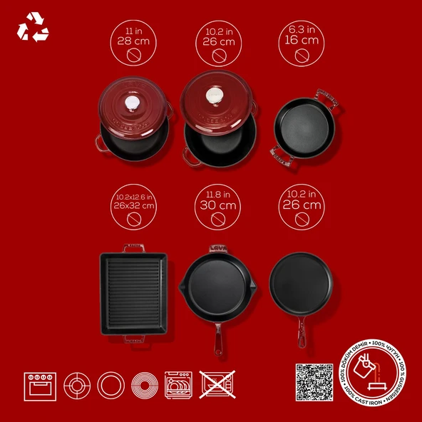 LAVA Bordo Serisi Döküm Set – Her Yemekte Şef Dokunuşu - Resim 4