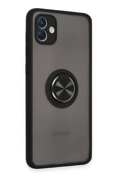 LitaeTrend Samsung Galaxy A04 Kılıf Montreal Yüzüklü Silikon Kapak - Siyah - Resim 2