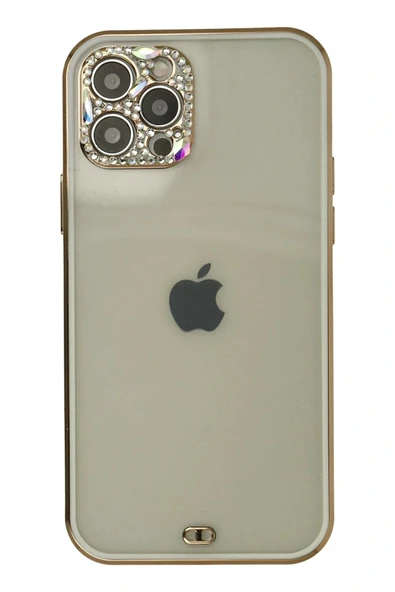 LitaeTrend iPhone 12 Pro Max Kılıf Liva Taşlı Silikon - Beyaz ürün görseli 1