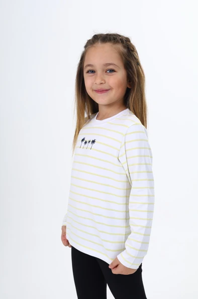 Toontoy Kız Çocuk Çizgili Tişört - Resim 10