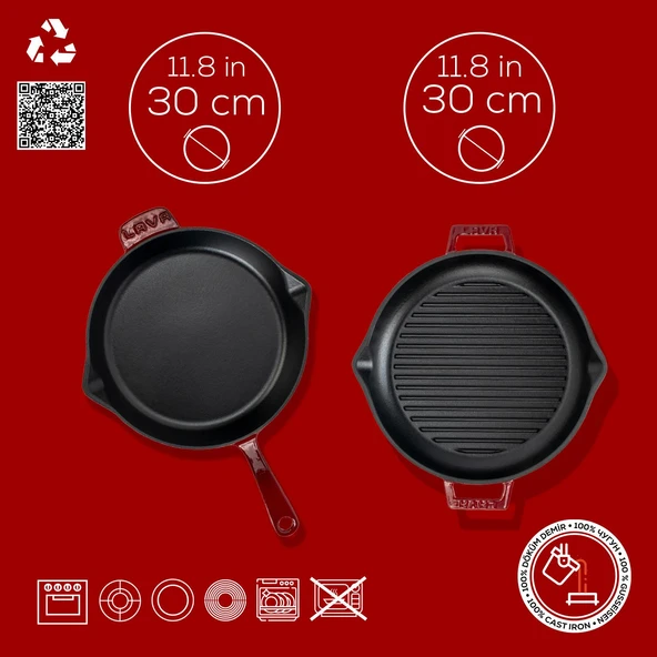 LAVA Döküm Bordo Serisi Kızartma & Izgara Seti – Profesyonel Lezzetler Evinde - Resim 5