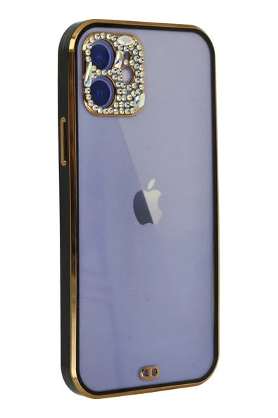 LitaeTrend iPhone 12 Kılıf Liva Taşlı Silikon - Siyah - Resim 3