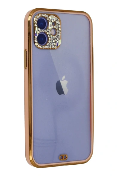 LitaeTrend iPhone 12 Kılıf Liva Taşlı Silikon - Pembe - Resim 3