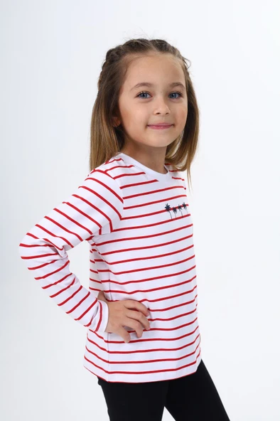 Toontoy Kız Çocuk Çizgili Tişört - Resim 12