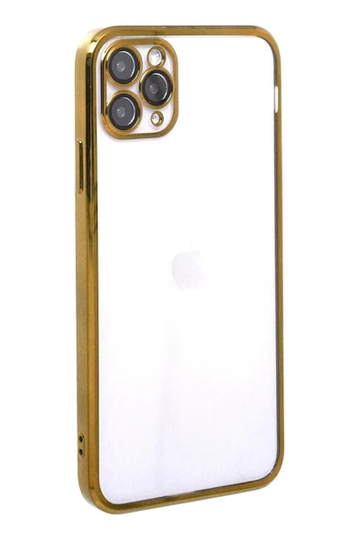 LitaeTrend iPhone 11 Pro Max Kılıf Lensli Silikon - Gold - Resim 2