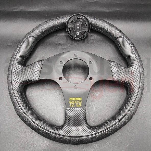 Momo Spor Yarış Direksiyonu-Ofsetsiz-Noktalı ve Kaymaz Desenli Deri 30cm - Resim 5