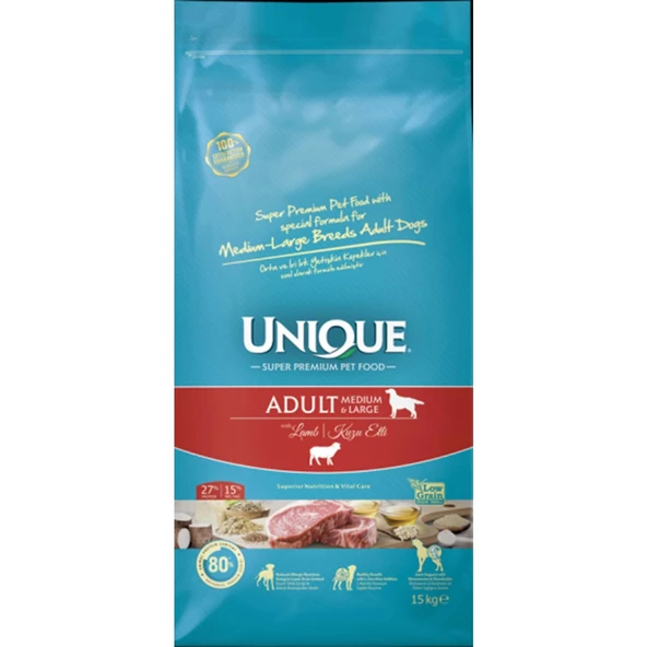 Unique Kuzu Etli Orta ve İri Irk Yetişkin Köpek Maması 3kg ürün görseli 1