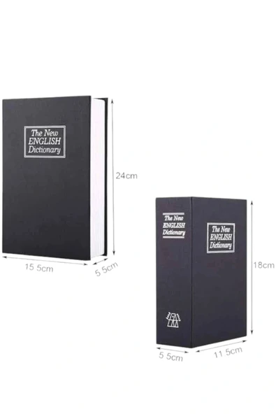 LitaeTrend Büyük Boy Anahtarlı Kitap Görünümlü Gizli Kasa Çelik Kasa Altın Kasası - Resim 2