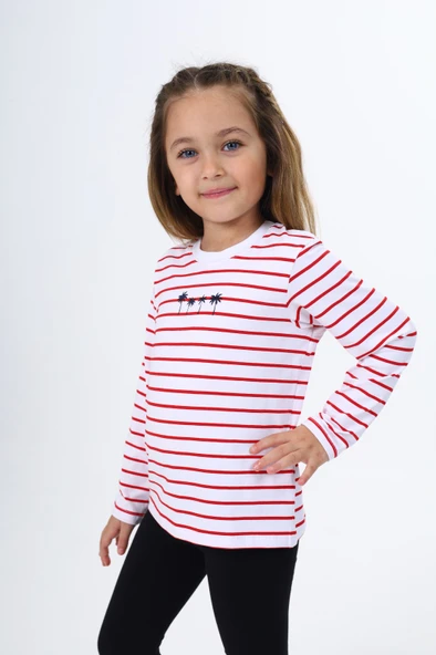 Toontoy Kız Çocuk Çizgili Tişört - Resim 7